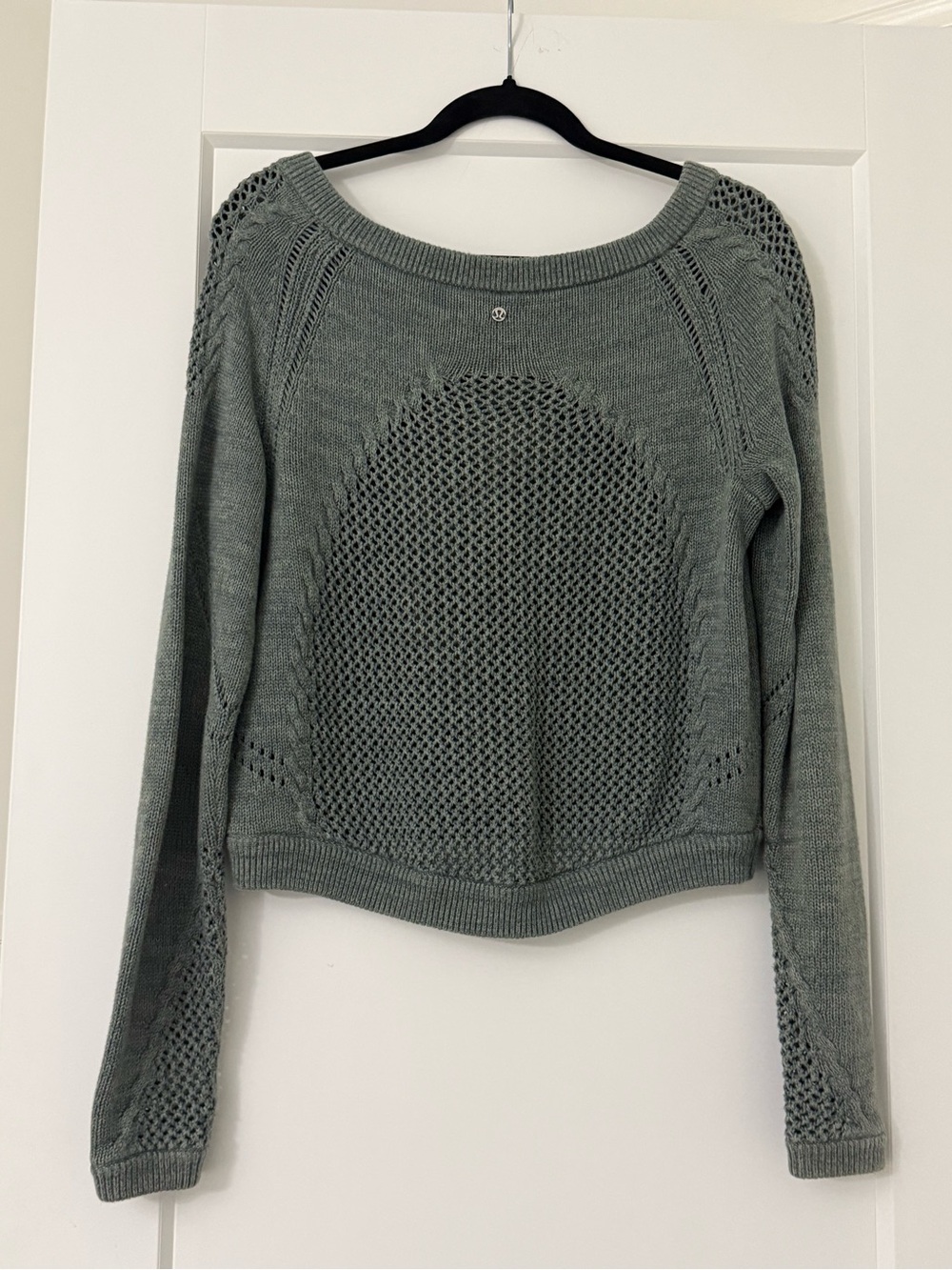 lululemon athletica Sage Green Open-Weave Scoop Neck Sweater - Picture 2 of 3